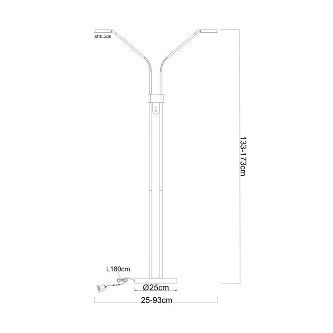 Globo LED vloerlamp Silvio, 2-lamps, nikkel, CCT, dimbaar
