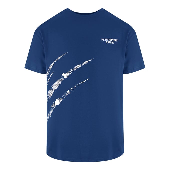 Korte Mouw Scratch Logo T-shirt in Donkerblauw