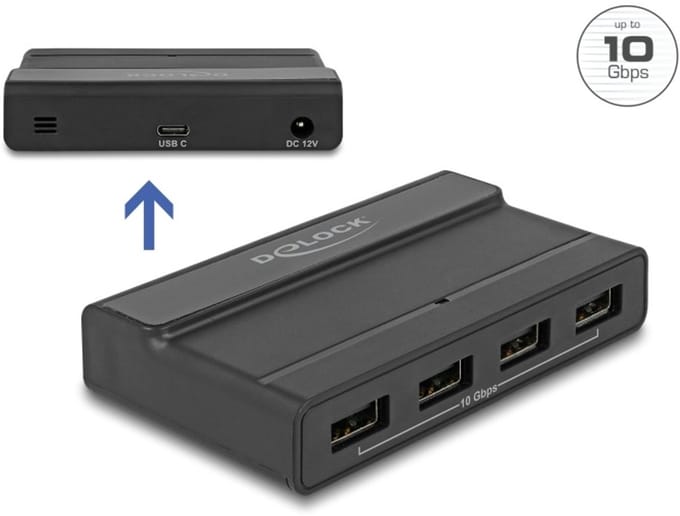 Delock External USB 3.2 Hub 4 Port with 10 Gbps