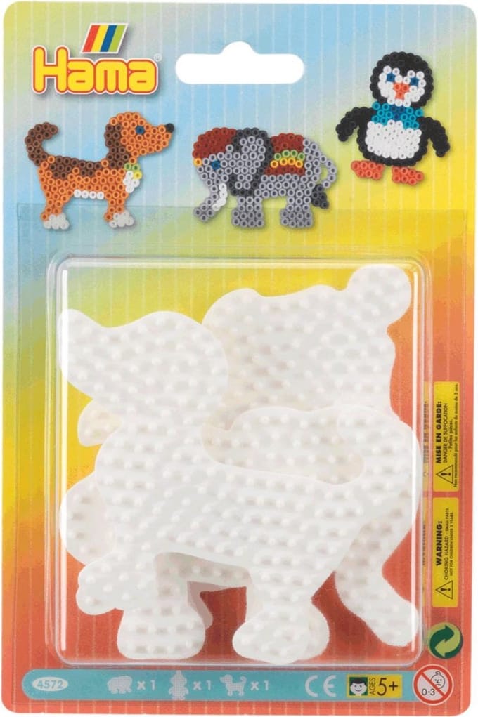 Hama - Strijkkralengrondplaat - 3 stuks - Olifant, Pinguin, Hond