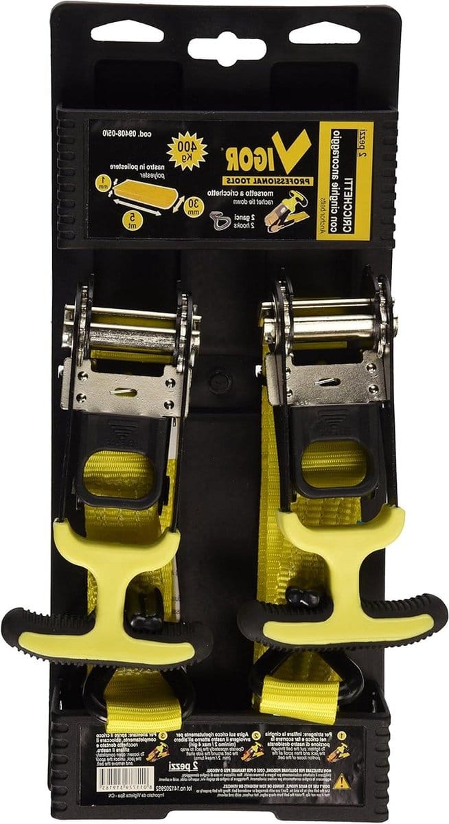 Spanband Ratel - Spanbanden Set - Vastzetten Lading - Met Haken - 5 Meter - Geel