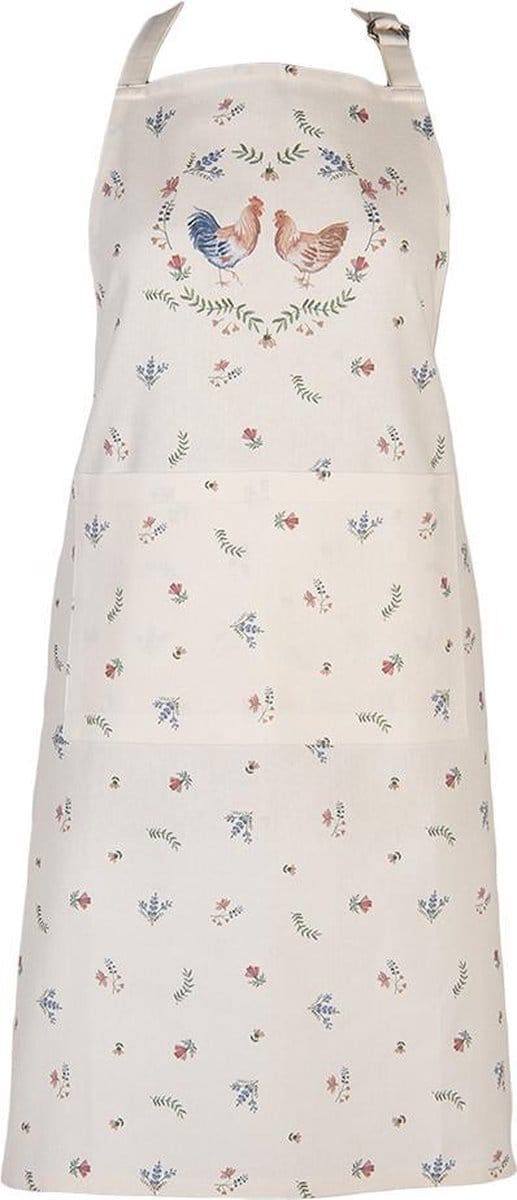 Clayre & Eef Keukenschort 70x85 cm Beige Blauw Katoen Kip en Haan