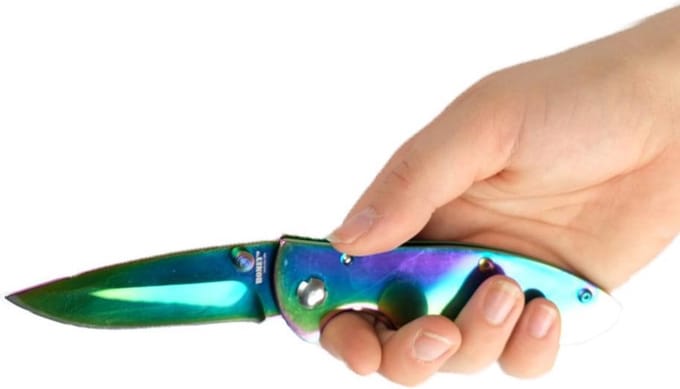 Homeij Apache Zakmes - RVS - Titanium Regenboogcoating