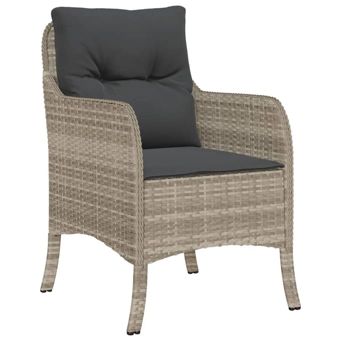 vidaXL - 5-delige - Tuinset - met - kussens - poly - rattan - lichtgrijs