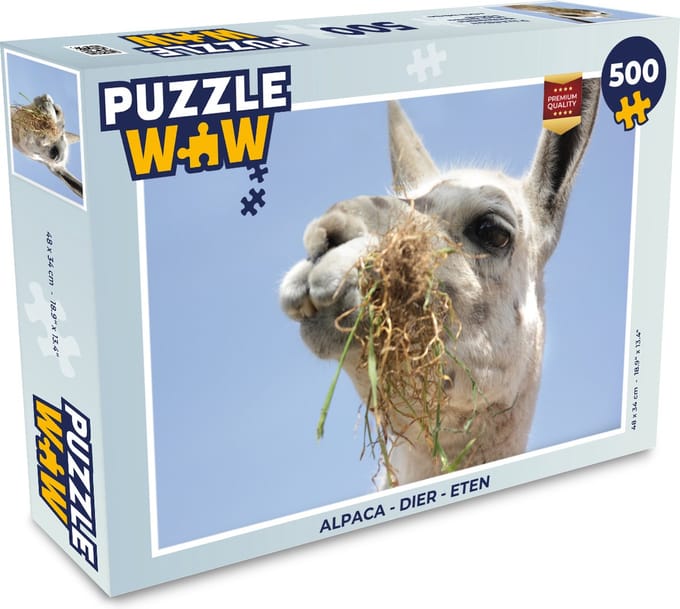 Puzzel Alpaca - Dier - Eten - Legpuzzel - Puzzel 500 stukjes