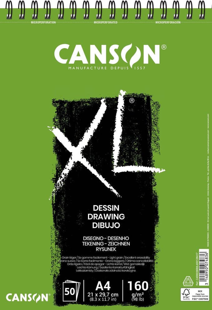 Tekenpapier canson xl drawing 50vel 160gr a4 wit | 5 stuks