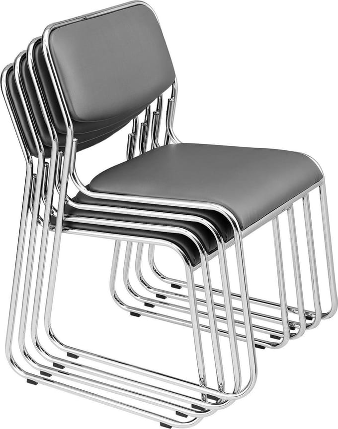 [pro.tec]® Bureaustoel - Conferentiestoel - 4 stuks set - Grijs