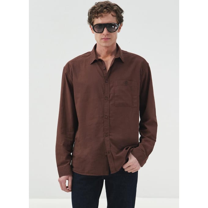 Heren Regular Fit Overhemd met Lange Mouwen van Poplin met Zak