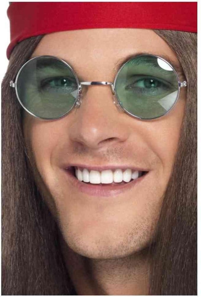 Smiffys - Hippie Kostuum Bril - Zilverkleurig