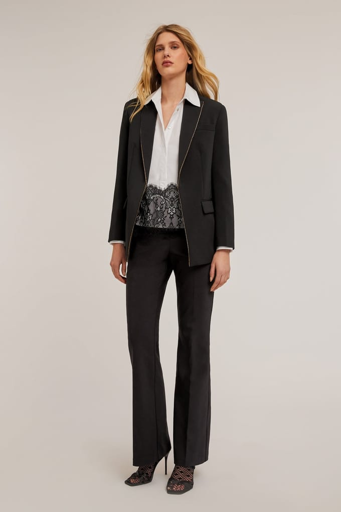 Motivi Keyhole Shirt With Lace Band White Größe: 36 | Blusen Outlet | Damen | Weiß
