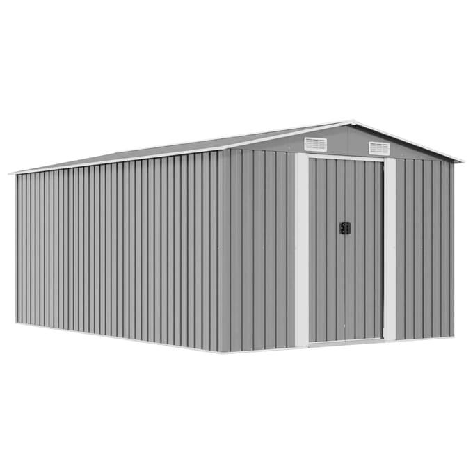 vidaXL - Tuinschuur - 257x392x181 - cm - metaal - grijs