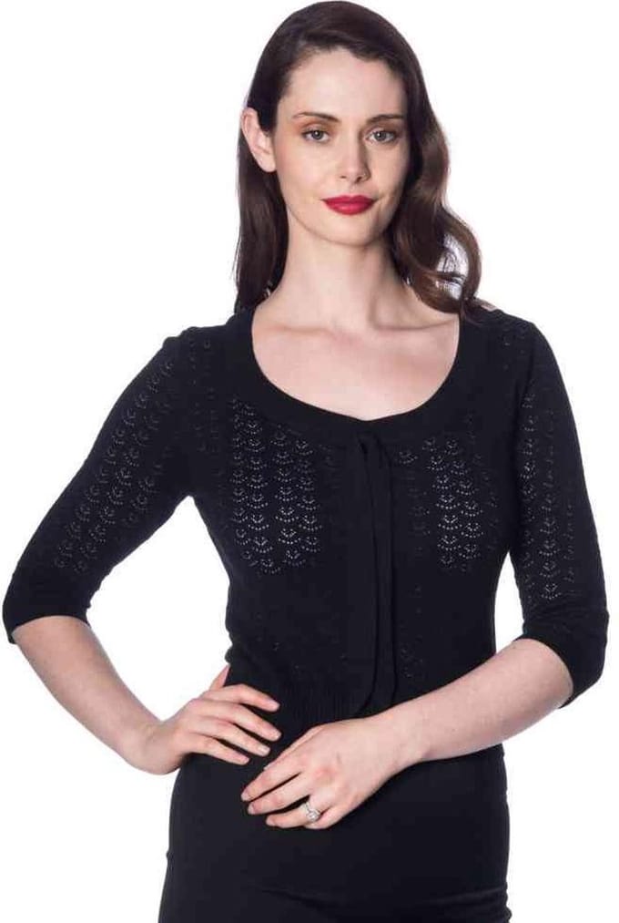 Dancing Days - 50S POINTELLE Longsleeve top - M - Zwart