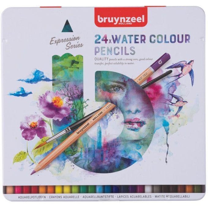 Kleurpotloden Bruynzeel Expression aquarel assorti blik à 24 stuks