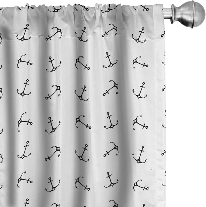 ABAKUHAUS Anker gordijnen – 2x75x225 cm – microvezel – zwart-wit