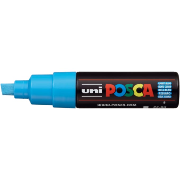 Posca marker met schuine punt schrijfdikte breed lichtblauw