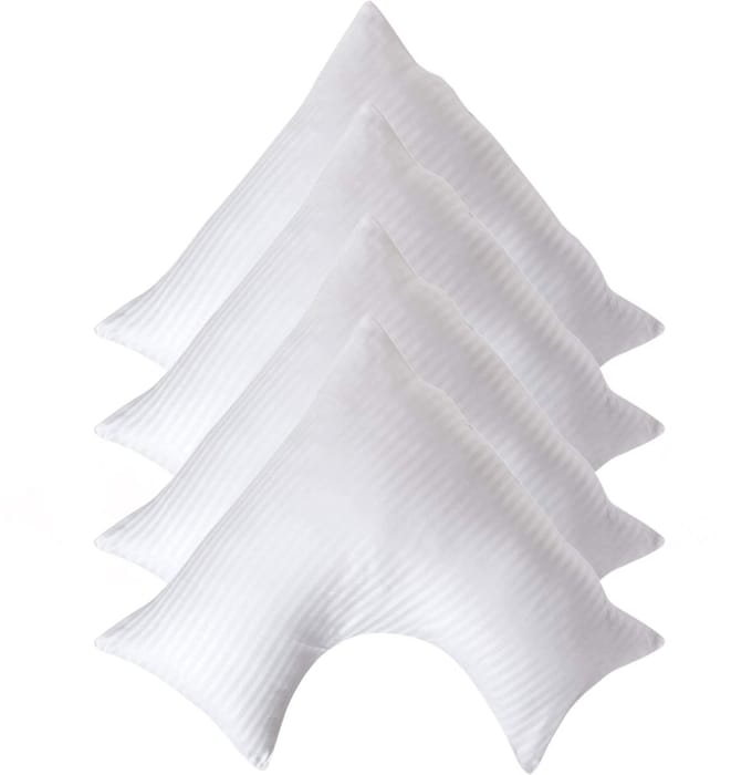 Homescapes Satijn Streep Katoen V-Kussensloop – Set van 4 - Wit - 100% Egyptisch Katoen - 330TC - 38 x 76 cm