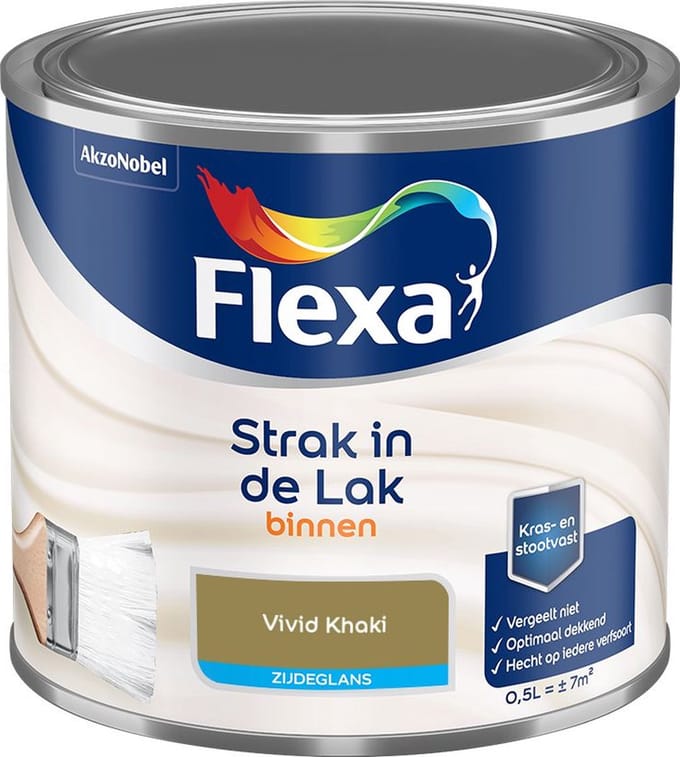 Flexa - Strak In De Lak Binnenlak Zijdeglans - Vivid Khaki - Mengverf - 500 Ml