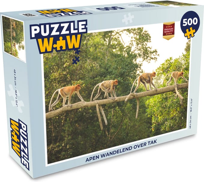 Puzzel Apen wandelend over tak - Legpuzzel - Puzzel 500 stukjes
