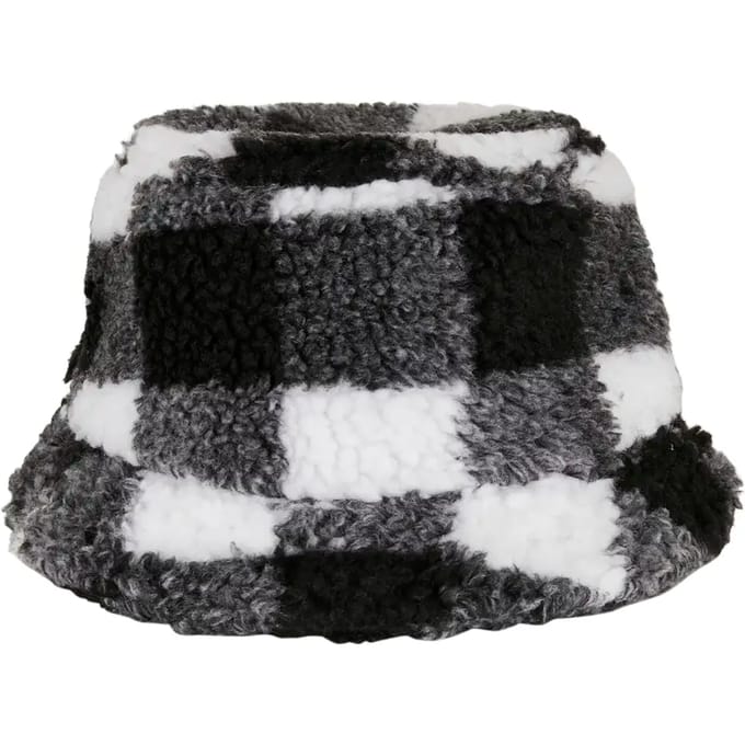 Urban Classics - Sherpa Check Bucket hat / Vissershoed - Wit/Zwart