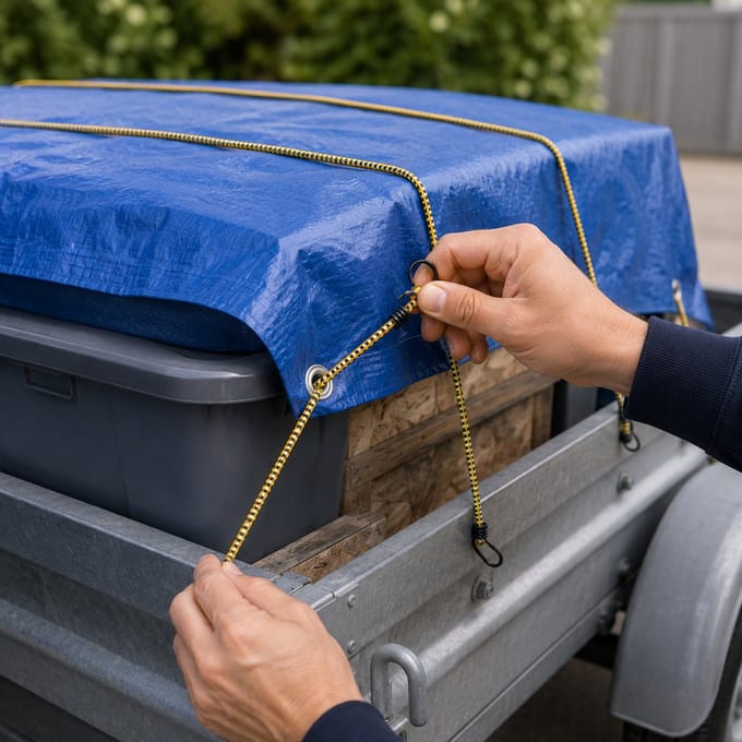 Kinzo Spinbinders met Haken – 2 Stuks – Elastische Snelbinders 150 cm – Blauw/Geel
