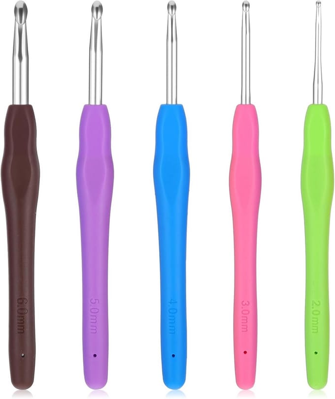 Ergonomische Haaknaaldenset 5 Delig met Zachte Handvatten