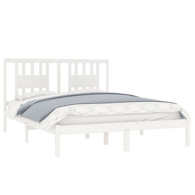 vidaXL - Bedframe - massief - grenenhout - wit - 140x200 - cm