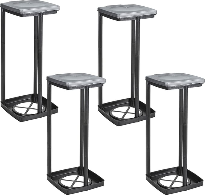 Sunware Quadra vuilniszakhouder 120L - Set van 4 - 28x31x6.5cm - Zwart