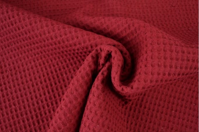 10 meter wafelstof - Bordeaux rood - 150cm breed - Wafelkatoen