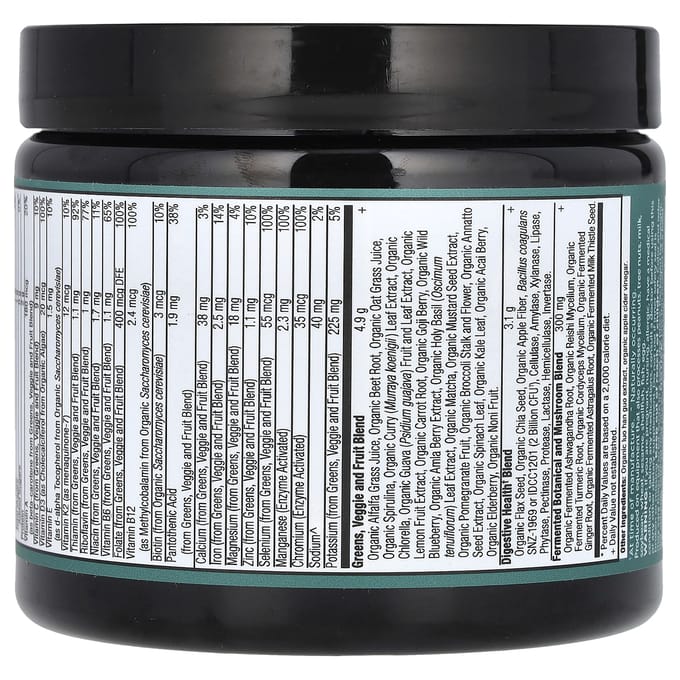 Ancient Nutrition, Supergreens biologiques + multivitamines, 102 g (102 g)