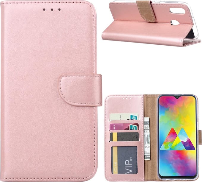 Bookcase Geschikt voor: Samsung Galaxy M20 - Rose Goud - portemonnee hoesje