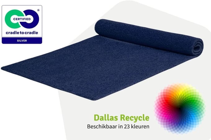 GJ Floors - Basic loper Dallas Recycle | Marineblauw - Breedte x Lengte: 1 meter / 8 meter