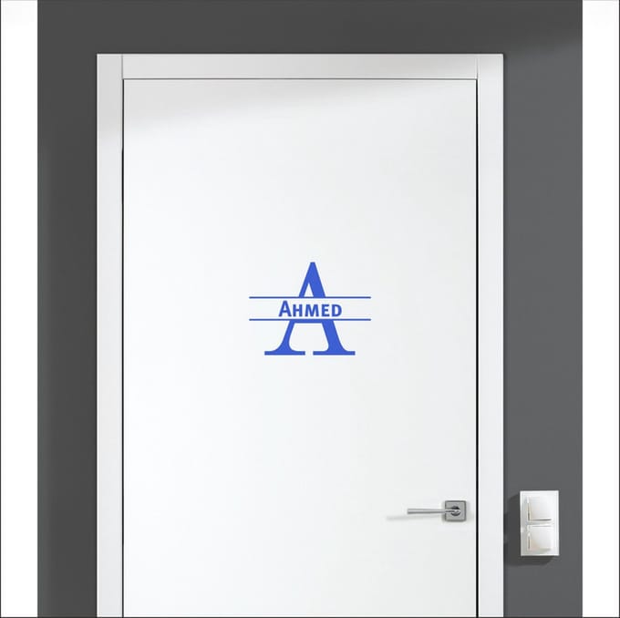 Deursticker Met Naam -  Ahmed - Blauw