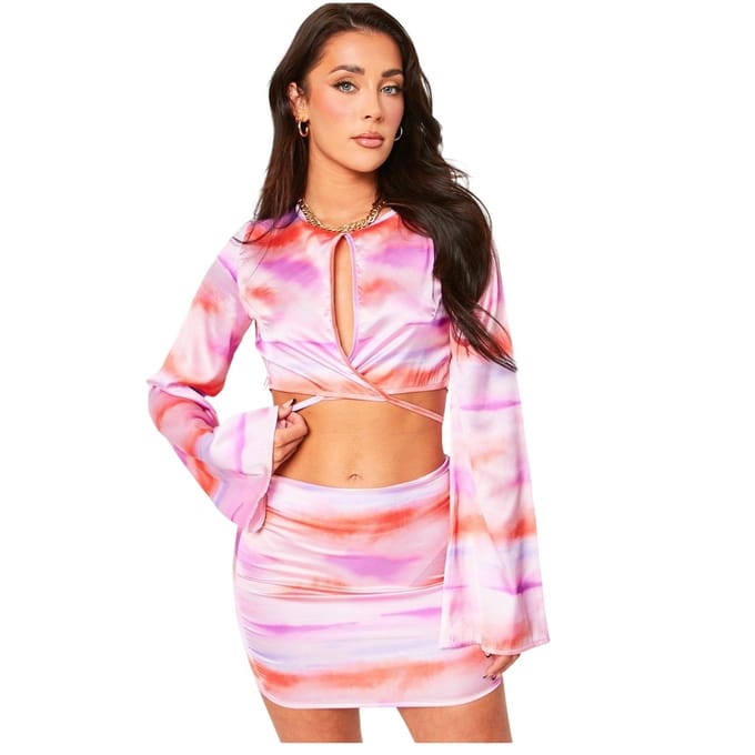Missy Empire Tie-dye satijnen minirok voor dames (Lila)