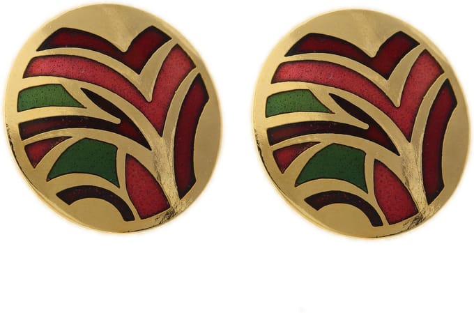 Behave - Oorbel steker retro jaren 70 rood groen accent 3 cm