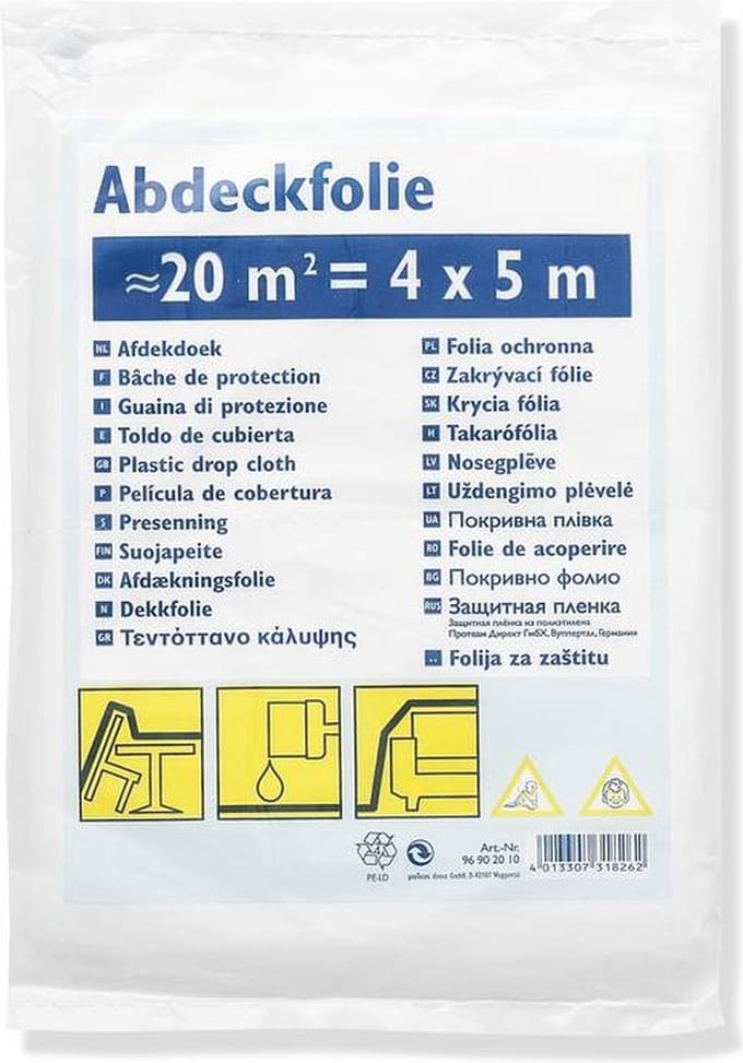 Afdekfolie 1 stuk transparant - 4x5m - 7mu
