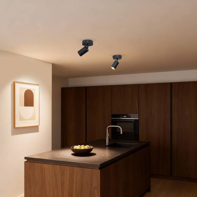 Calex Plafondlamp - 1-Lichts - Opbouwspot - Rond - Zwart - Goud