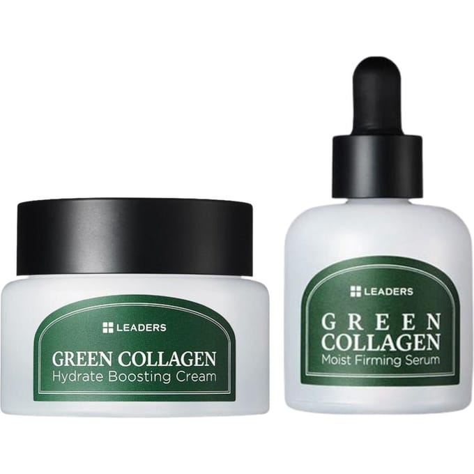 LEADERS Ensemble Sérum & Crème au Collagène Vert Raffermissant Hydratant 30ml + 50ml