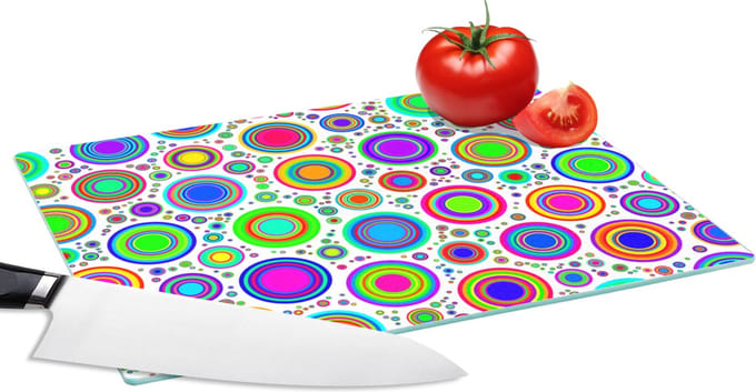 Glazen Snijplank - 28x20 - Patroon - Stippen - Cirkel - Snijplanken Glas