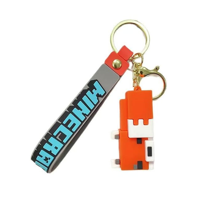 Minecraft PVC Sleutelhanger Kinderen Silicone Tas Wissel Opbergtas Sleutelhanger white