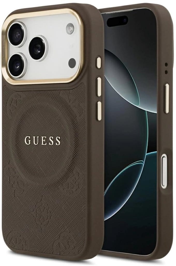 MagSafe hoesje voor Apple iPhone 17 Pro, Guess, Peony Hot Stamp, Bruin