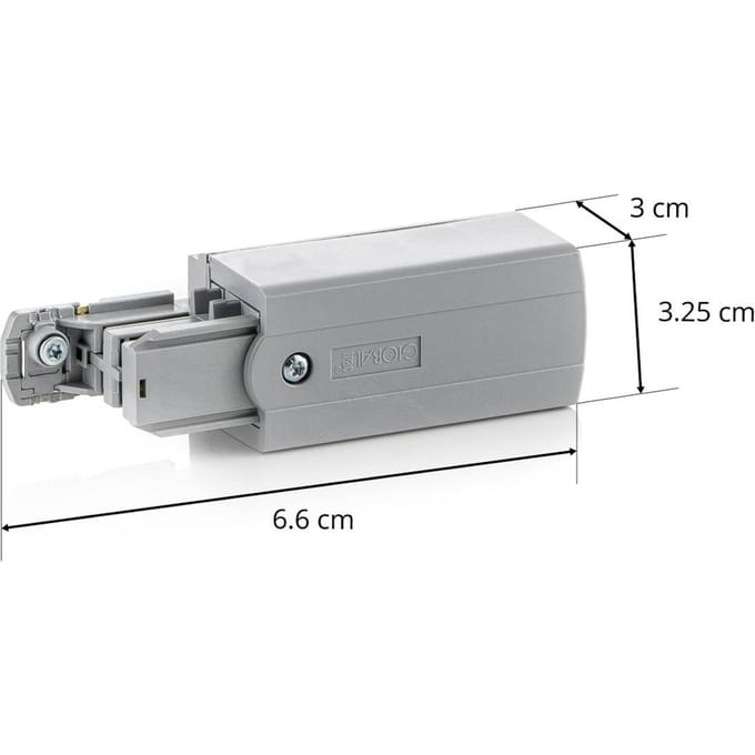 GLOBAL Eindvoeding rechts voor stroomrail Noa grijs