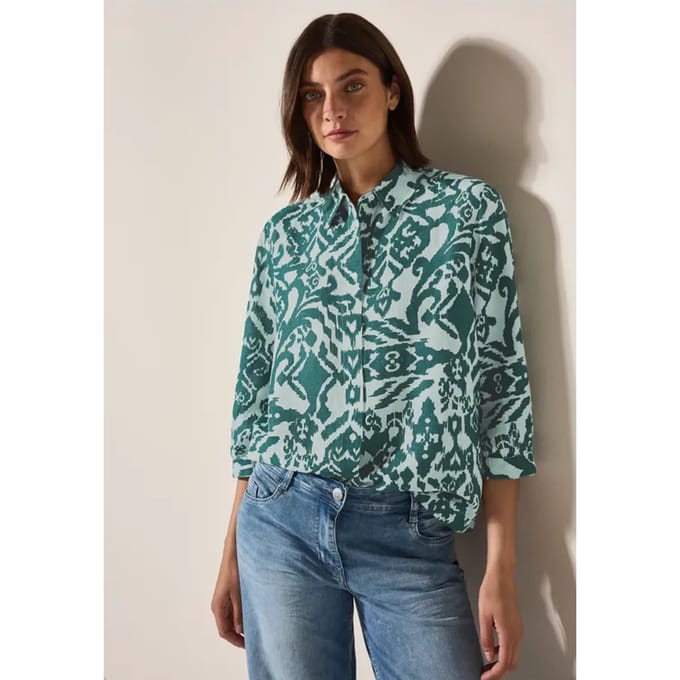 Gedessineerde overhemdblouse