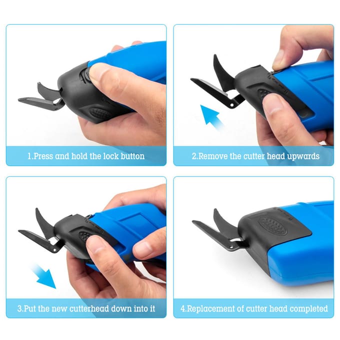 Ciseaux électriques sans fil Ciseaux de coupe Ciseaux de couture Coupe-tissu rechargeable USB Couture bleu