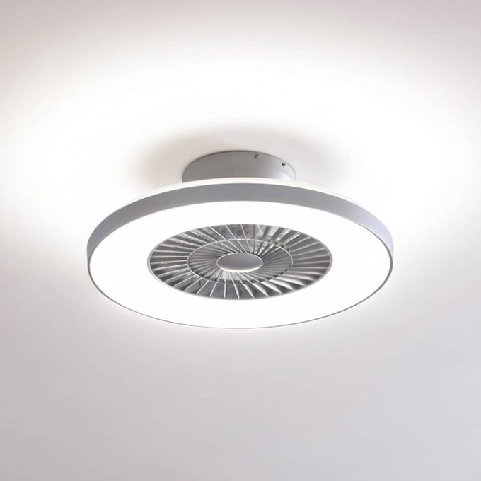 Lindby Smart LED plafondventilator Paavo, zilver, stil, Tuya