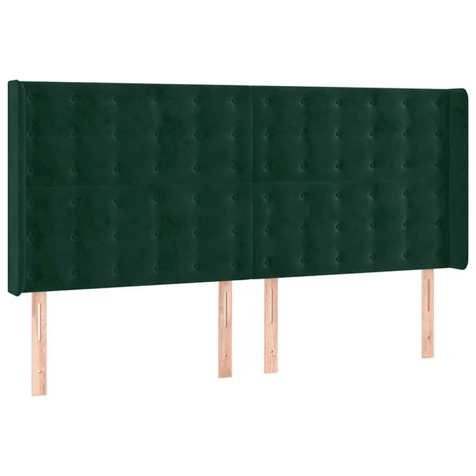 vidaXL - Hoofdbord - LED - 203x16x118/128 - cm - fluweel - donkergroen