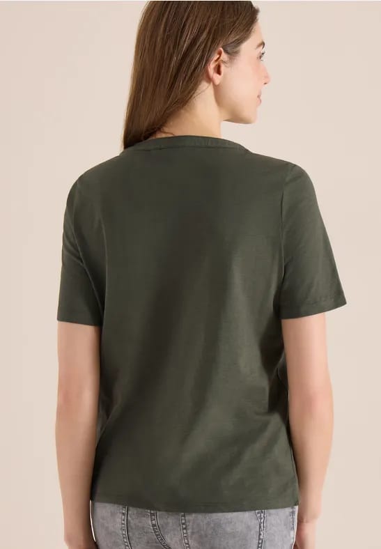 Shirt met korte mouwen en gespleten hals