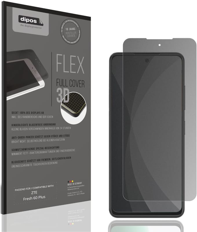 dipos FLEX – Matte Privacy Screenprotector geschikt voor ZTE Fresh 60 Plus | Volledige Schermbescherming | Case-Friendly