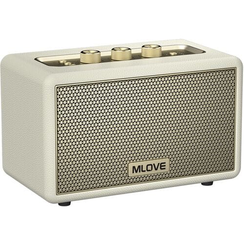 Mlove A200 Draagbare Bluetooth-luidspreker draadloos Bluetooth 5.3 speaker 24 uur afspeeltijd, Elegante Retro Bluetooth-luidspreker - Wit