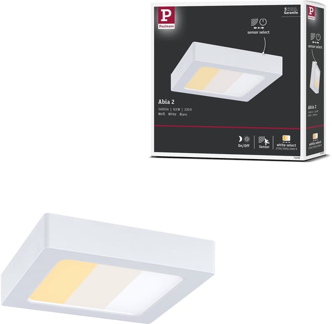 LED-paneel Abia 2 White Select Schemergestuurde bewegingsmelder (HF) hoekig 170x170 mm 9,5W 1100lm White Select Wit