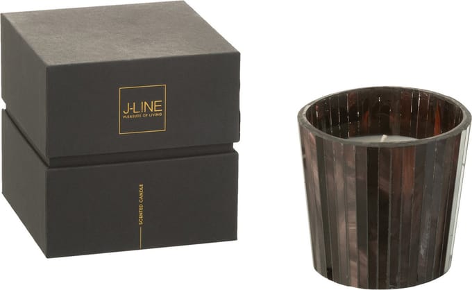 J-Line geurkaars Noa - Woody Aurora - glas - bruin - small - 35U